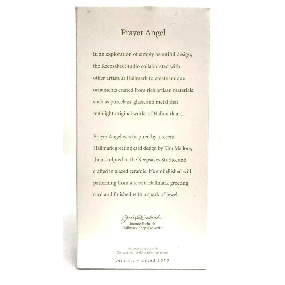Hallmark 2010 Keepsake Ceramic‎ Prayer Angel Christmas Blue Ornament New